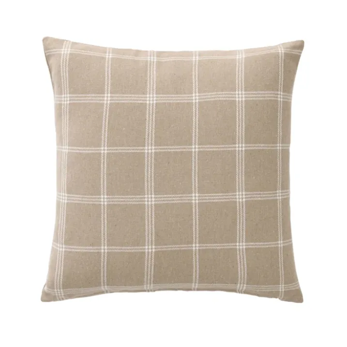 Coussin déhoussable à carreaux en poly-coton tissé