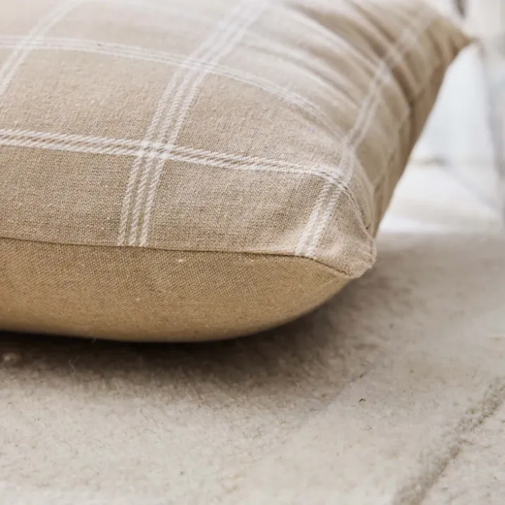 Coussin déhoussable à carreaux en poly-coton tissé