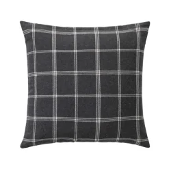 Coussin déhoussable à carreaux en poly-coton tissé