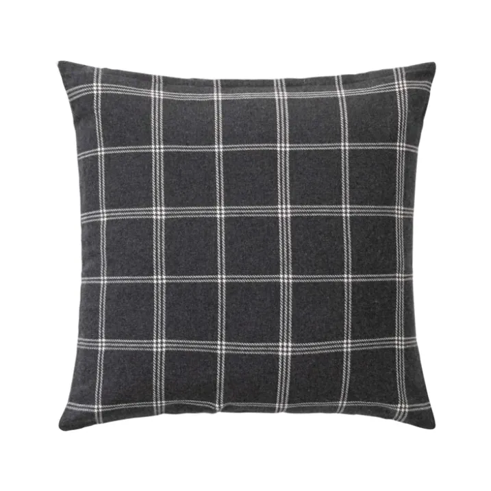 Coussin déhoussable à carreaux en poly-coton tissé