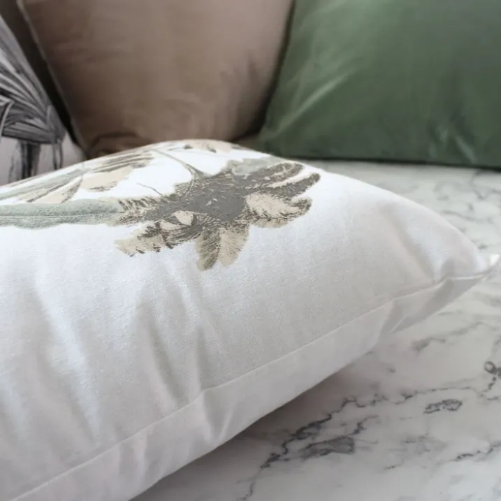 Coussin déhoussable en coton recyclé et imprimé