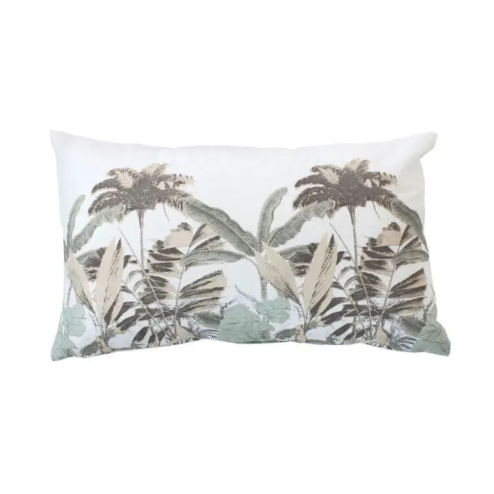 Coussin déhoussable en coton recyclé et imprimé