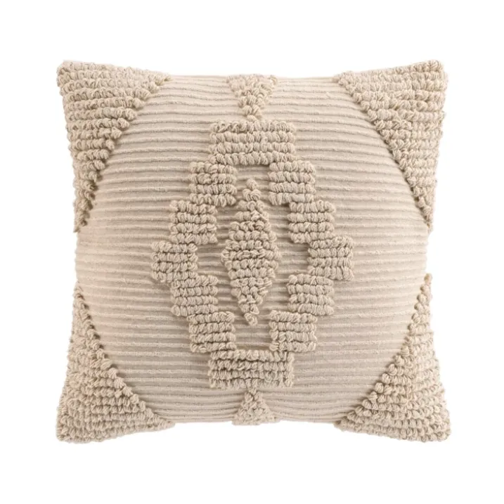 Coussin déhoussable en poly-coton à motif texturé
