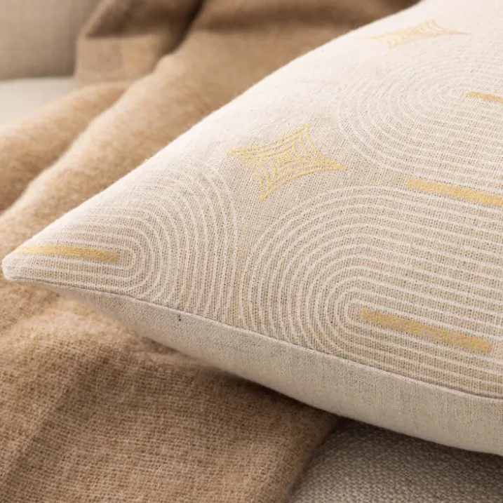 Coussin déhoussable en polycoton à imprimé métallisé