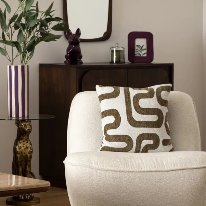 Coussin déhoussable jacquard chenille avec dos en velours