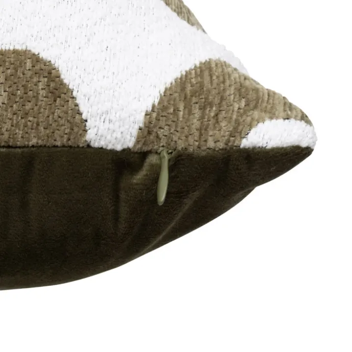 Coussin déhoussable jacquard chenille avec dos en velours