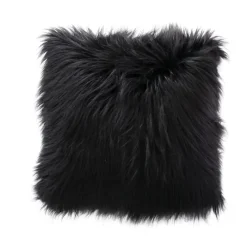 Coussin déhoussable uni imitation fourrure