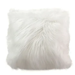 Coussin déhoussable uni imitation fourrure