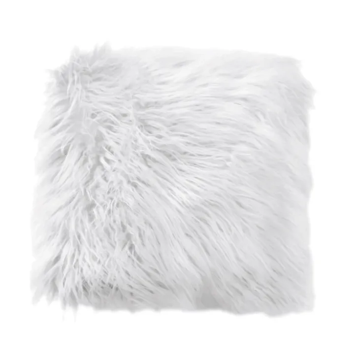 Coussin déhoussable uni imitation fourrure