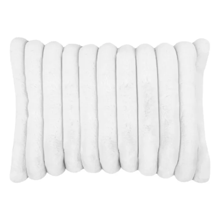 Coussin en imitation fourrure ultra douce à bandes