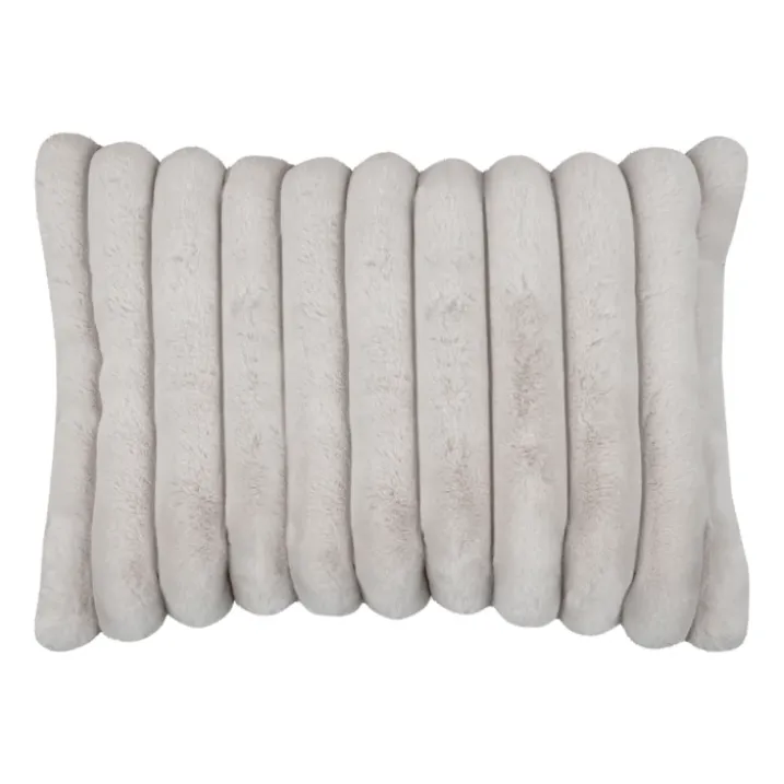 Coussin en imitation fourrure ultra douce à bandes