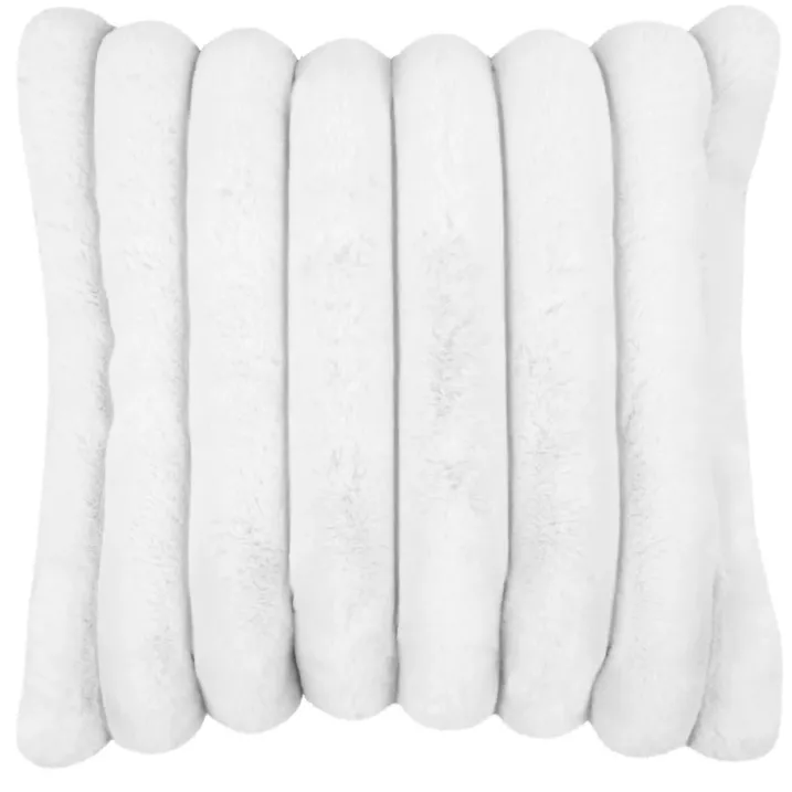 Coussin en imitation fourrure ultra douce à bandes
