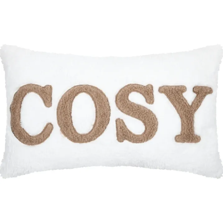 Coussin en polaire avec message brodé "Cosy"