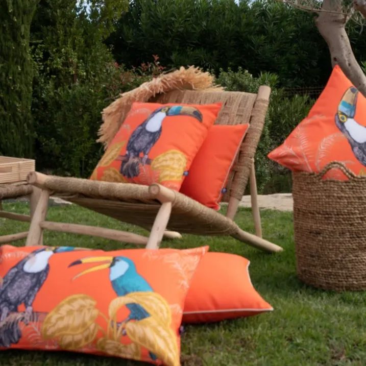 Coussin extérieur déperlant toucan