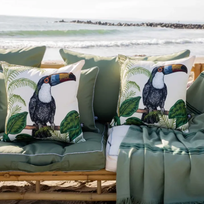 Coussin extérieur déperlant toucan