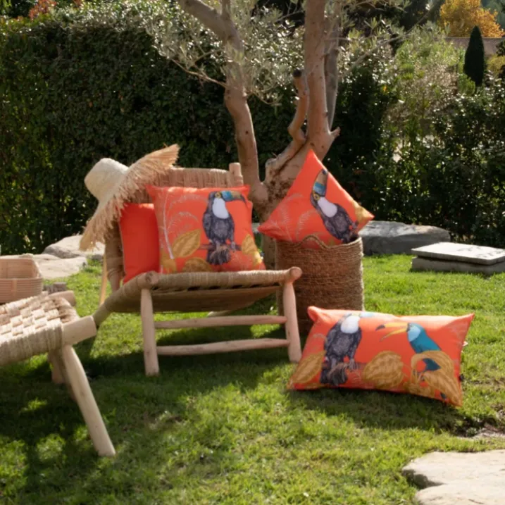 Coussin extérieur déperlant toucan