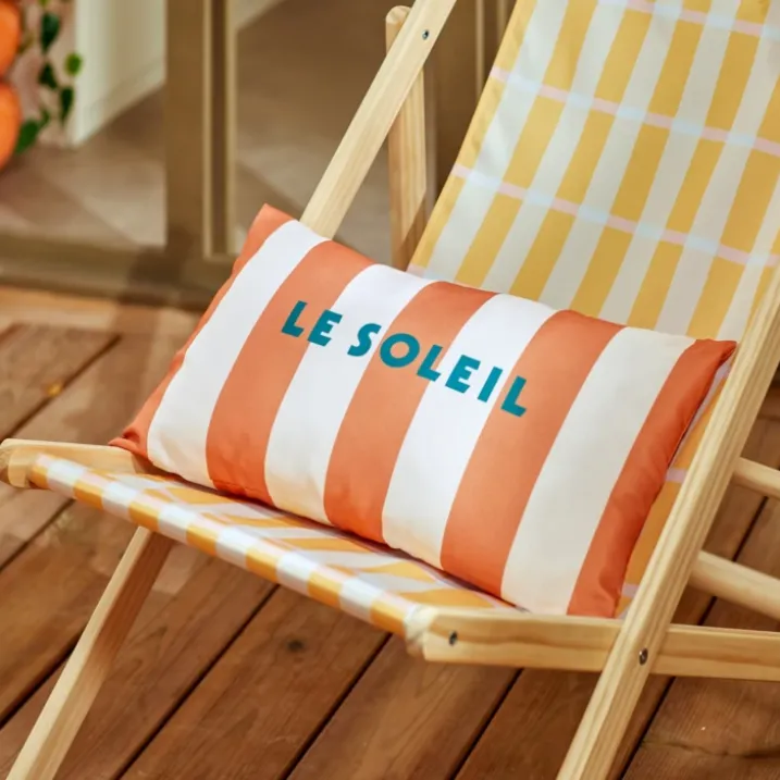 Coussin extérieur rayé "Le soleil"