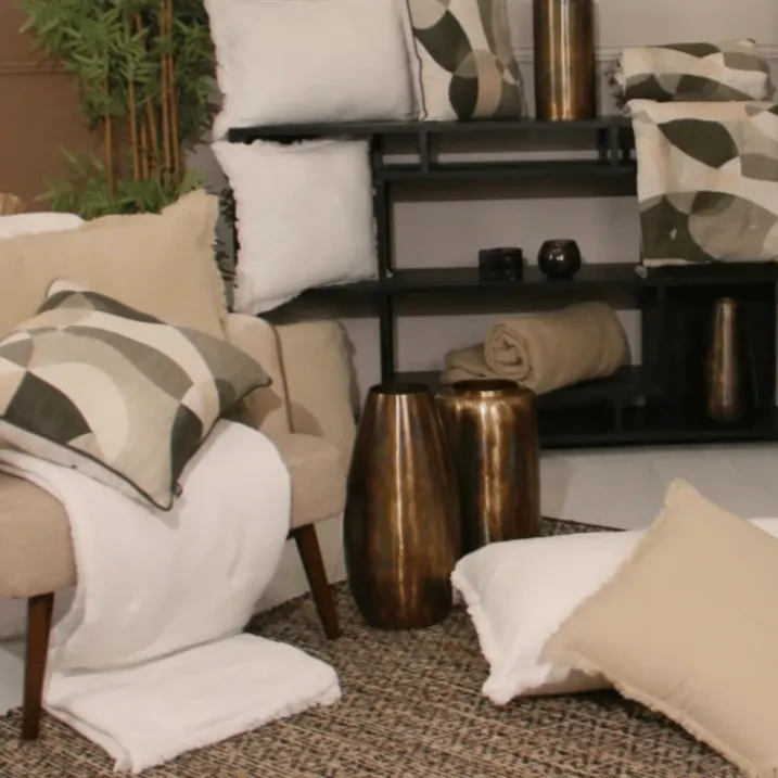 Coussin à franges en coton