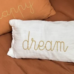 Coussin gaze de coton avec mot doux