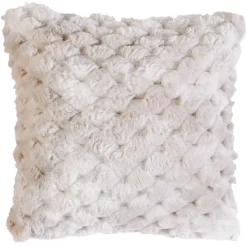 Coussin Imitation Fourrure avec Relief Géométrique