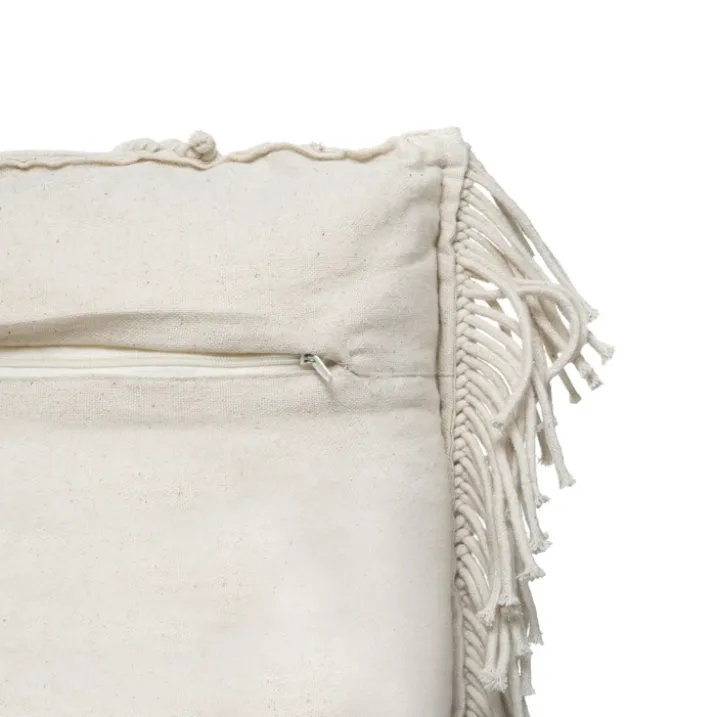 Coussin macramé à franges
