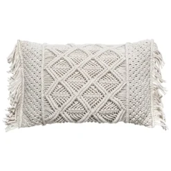 Coussin macramé à franges