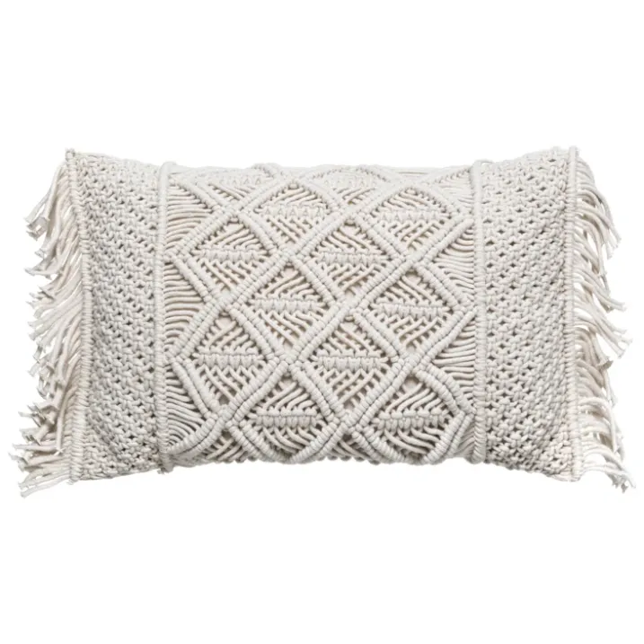 Coussin macramé à franges