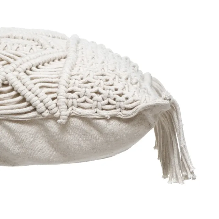 Coussin macramé à franges