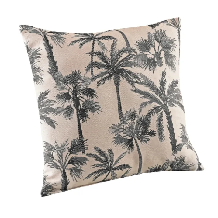 Coussin motif palmier tissé