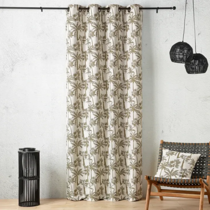 Coussin motif palmier tissé