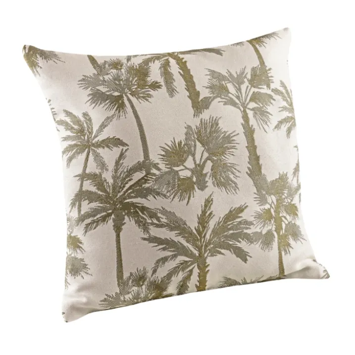 Coussin motif palmier tissé