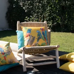 Coussin outdoor imprimé perroquets