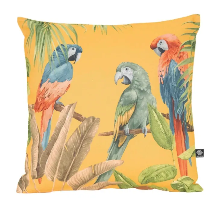 Coussin outdoor imprimé perroquets