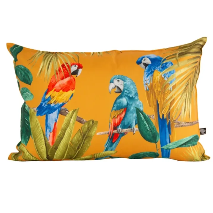 Coussin outdoor imprimé perroquets