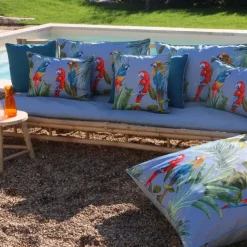Coussin outdoor imprimé perroquets