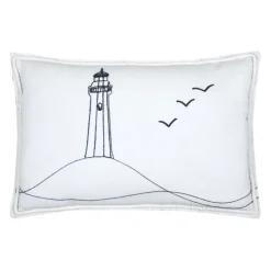 Coussin polycoton brodé style bord de mer