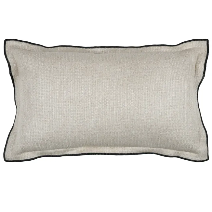 Coussinpoly-lin volant plat feston noir