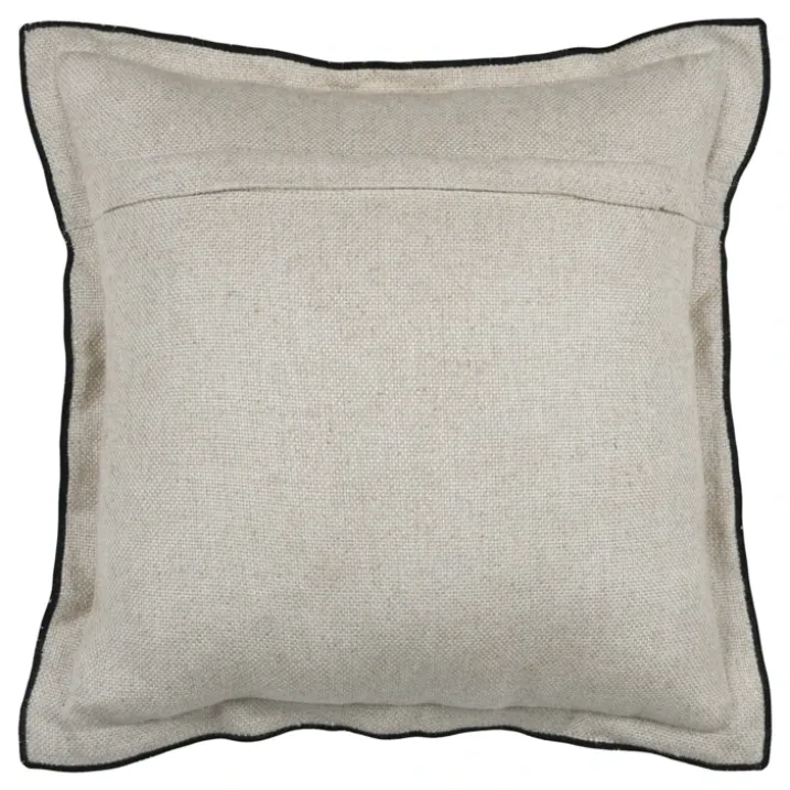 Coussinpoly-lin volant plat feston noir