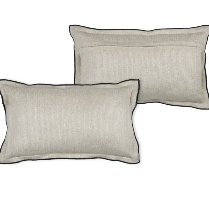 Coussinpoly-lin volant plat feston noir