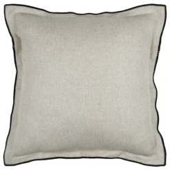 Coussinpoly-lin volant plat feston noir