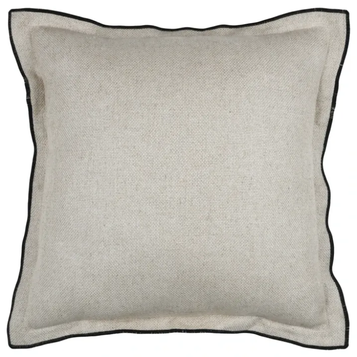 Coussinpoly-lin volant plat feston noir