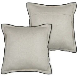 Coussinpoly-lin volant plat feston noir