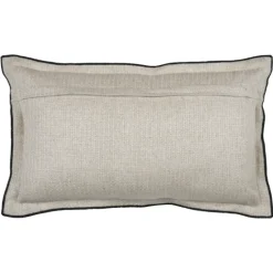 Coussinpoly-lin volant plat feston noir