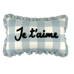 Coussin rectangulaire à carreaux "Je t'aime"