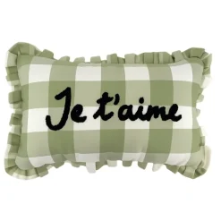 Coussin rectangulaire à carreaux "Je t'aime"