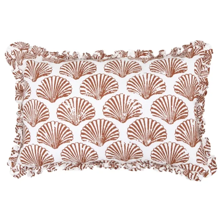 Coussin rectangulaire coton motif coquillage