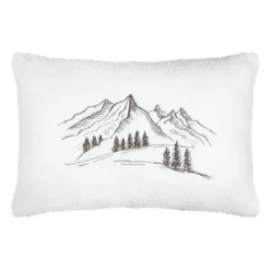 Coussin rectangulaire en bouclette à motif montagne