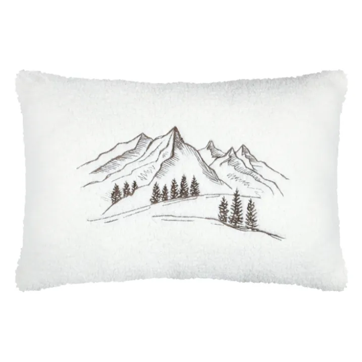 Coussin rectangulaire en bouclette à motif montagne