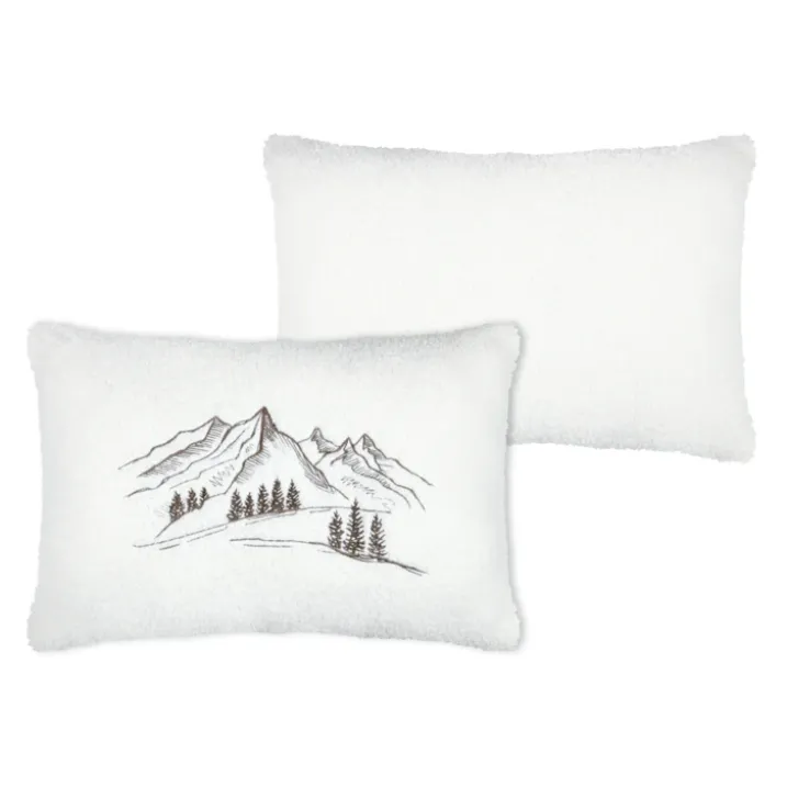 Coussin rectangulaire en bouclette à motif montagne