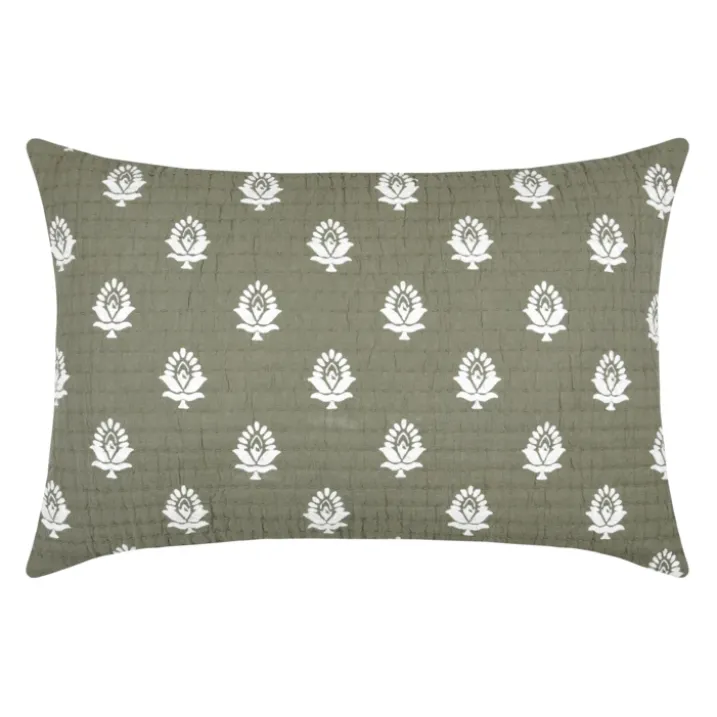 Coussin rectangulaire en coton à motif floral